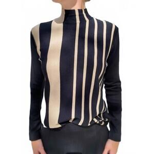 NEW LEO GUY strip block printugo top in black beige